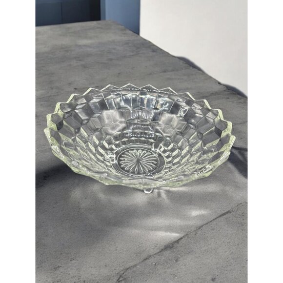 Vintage Whitehall Clear Footed Bowl By Indiana Glass Co. 10" Diameter Cubed - Picture 2 of 8